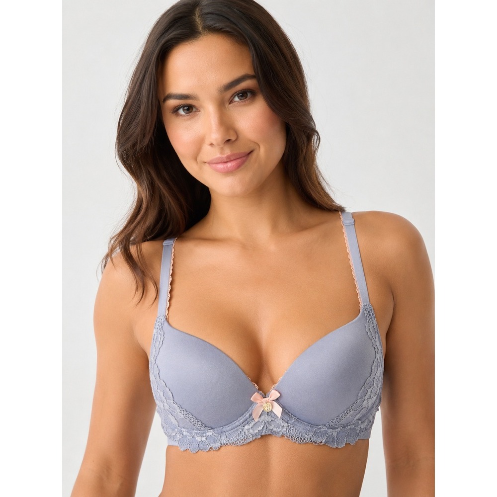 Victoria's Secret Body By Victoria 32A No Wire Bra Dusty Blue Lace Soft Girl‎